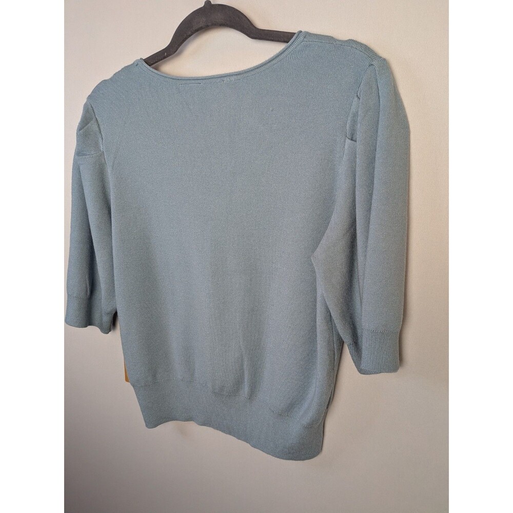 Cyrus Women's Size M Blue Puff Sleeve Sweater Cropped Short New NWT - Picture 5 of 11